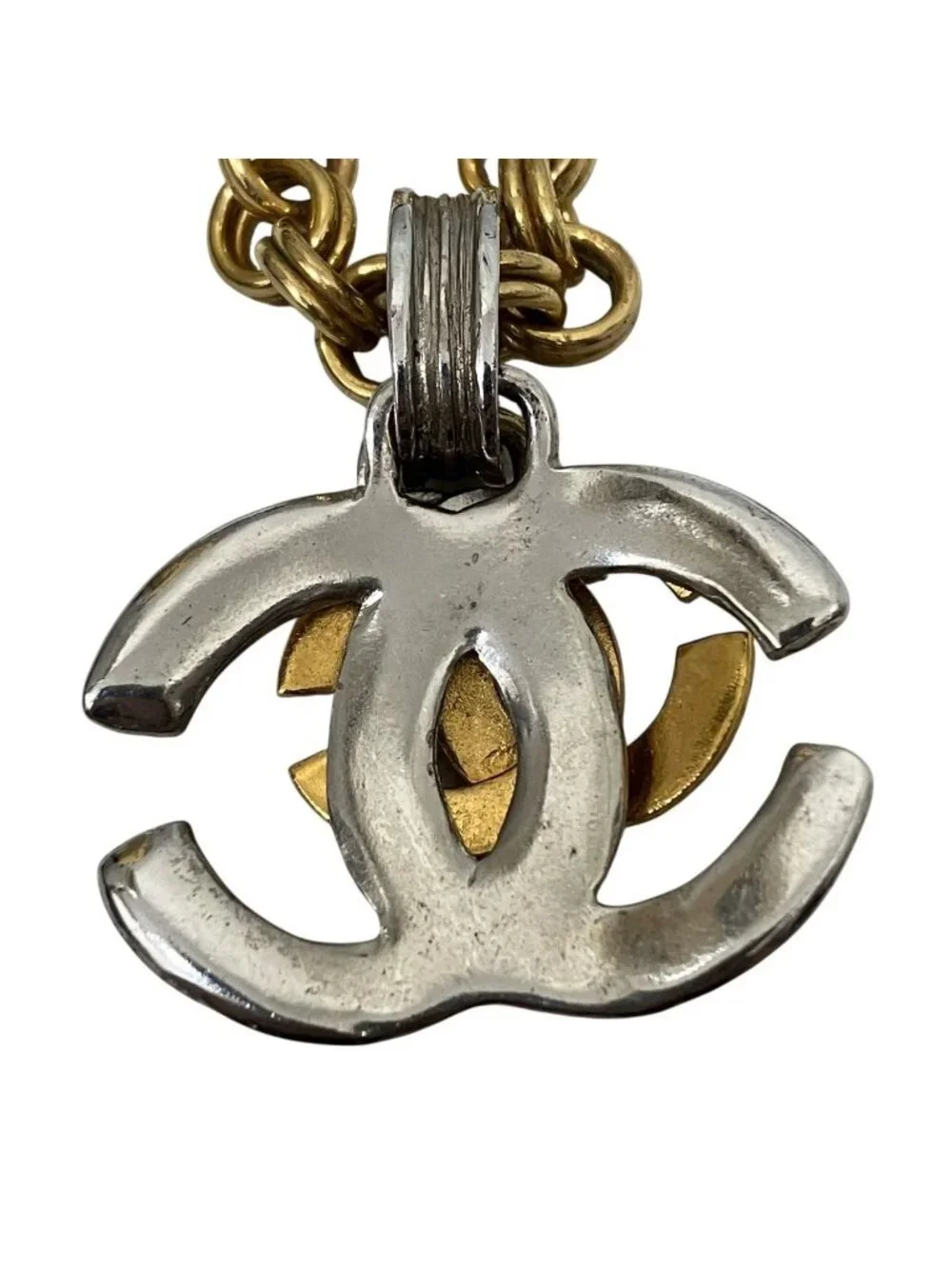 Chanel Triple CC Logo Necklace 45 Metal